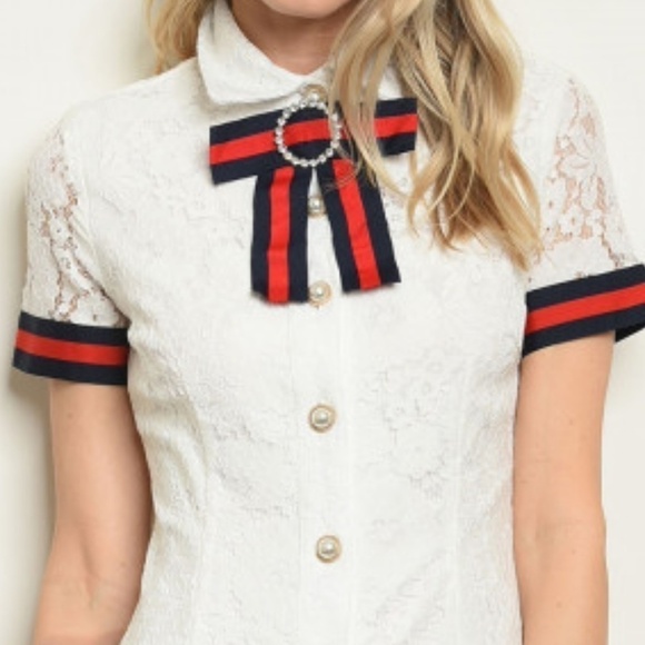 white Lace Mini Dress - Picture 4 of 5